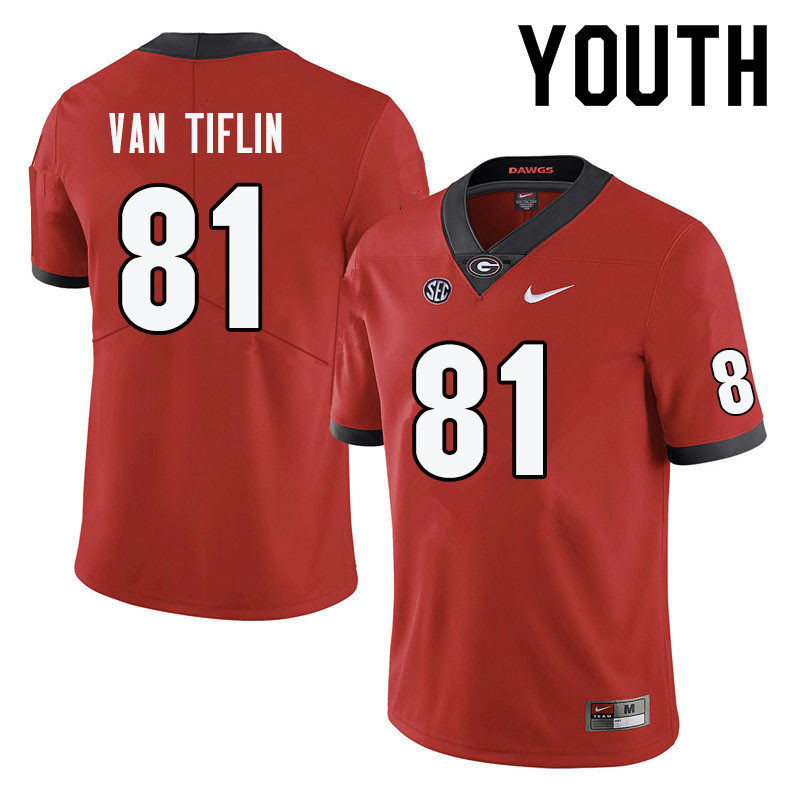 Youth #81 Steven Van Tiflin Georgia Bulldogs College Football Jerseys-Red - Click Image to Close